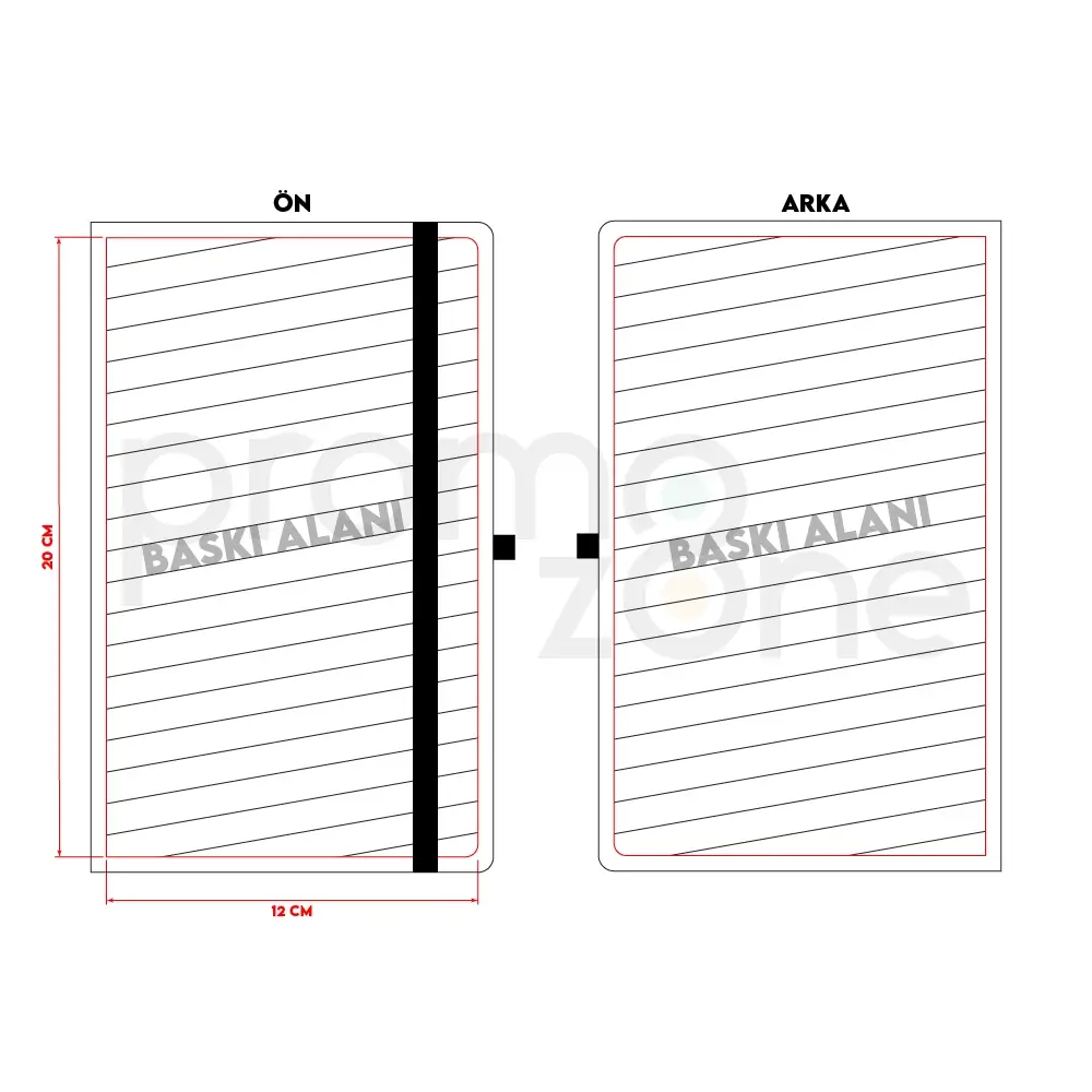 13 x 21 cm Termo PU Sert Kapaklı Tarihsiz Defter, 196 Sayfa, 80 gr Ivory Krem Çizgili İç Kağıt, Renkli Kenarlı, Esnek Lastikli, Kalem Tutuculu