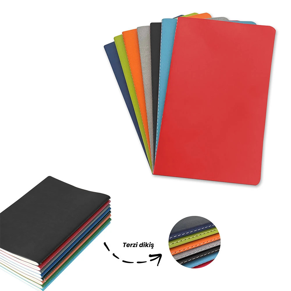 13 x 21 cm Terzi Dikişli Yumuşak Kapaklı Tarihsiz Defter, 64 Sayfa, 70 gr Ivory Çizgili İç Kağıt Promozone