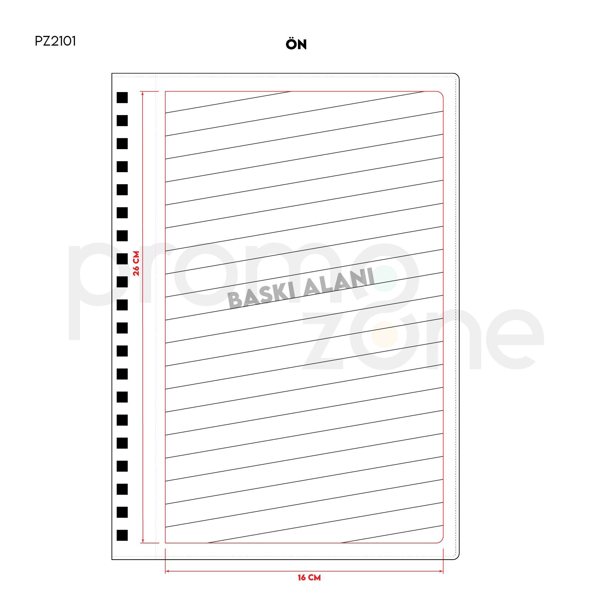 20 x 28 cm Spiralli Termo PU Sert Kapaklı Tarihsiz Defter, 240 Sayfa, 80 gr Ivory Krem Kareli İç Kağıt Promozone