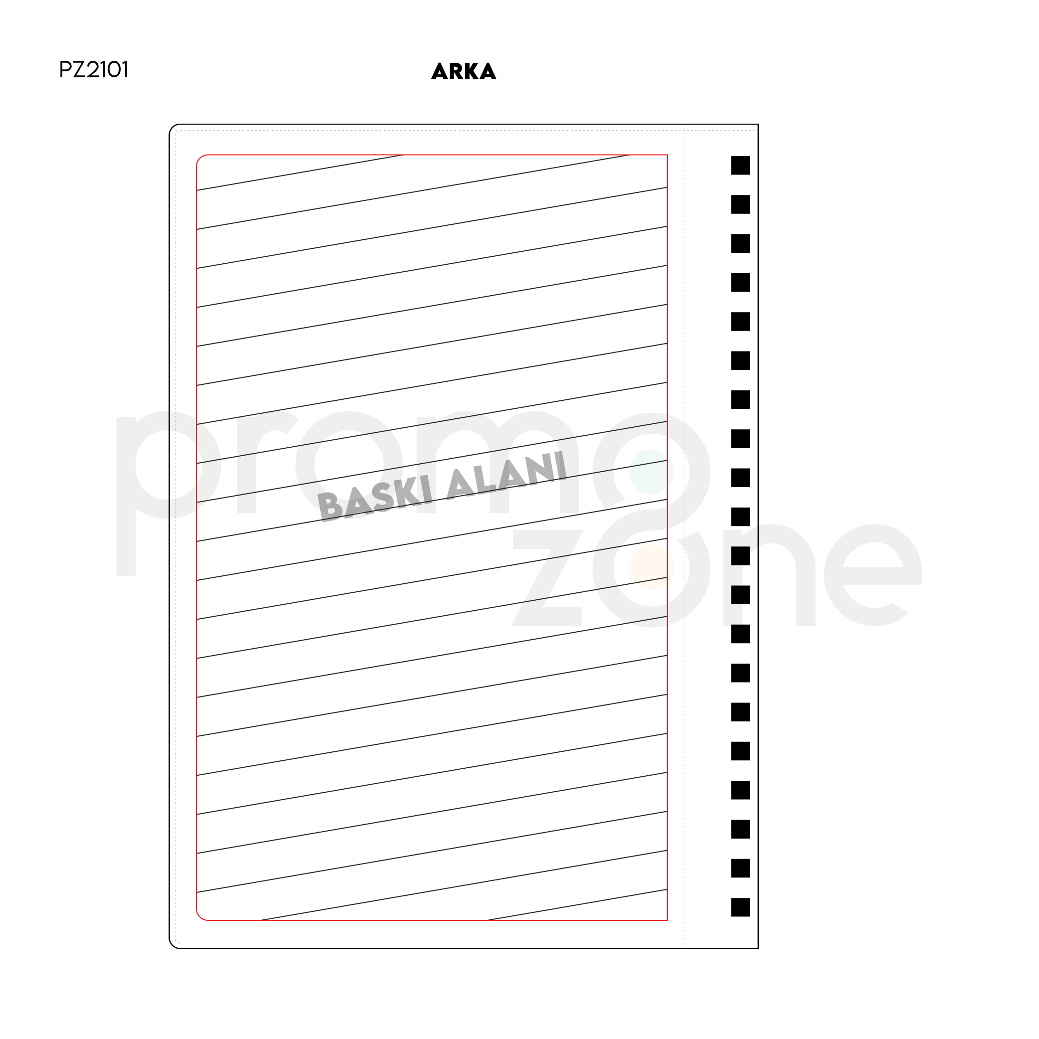 20 x 28 cm Spiralli Termo PU Sert Kapaklı Tarihsiz Defter, 240 Sayfa, 80 gr Ivory Krem Kareli İç Kağıt Promozone