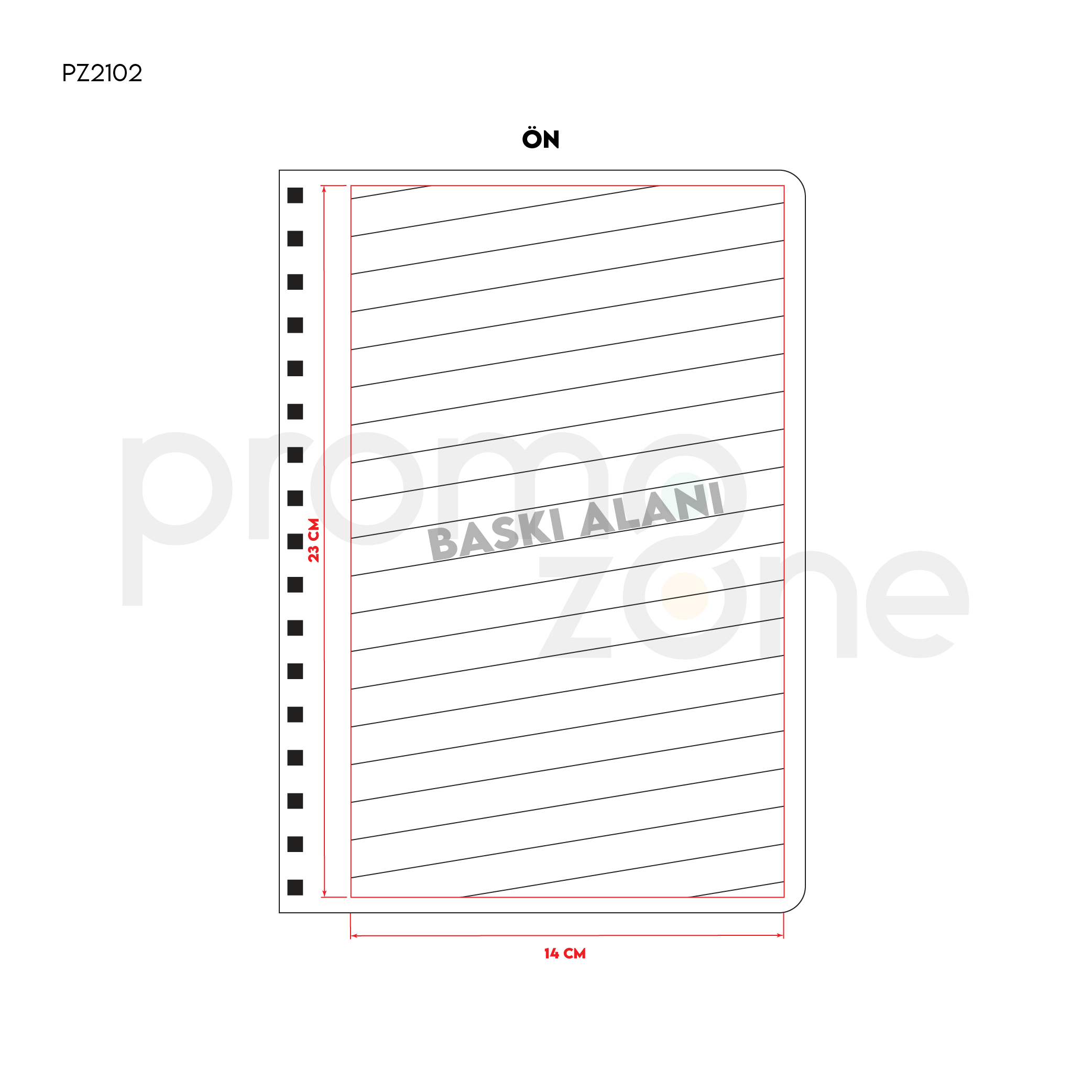17 x 24 cm Spiralli Termo PU Sert Kapaklı Tarihsiz Defter, 240 Sayfa, 80 gr Ivory Krem Kareli İç Kağıt Promozone