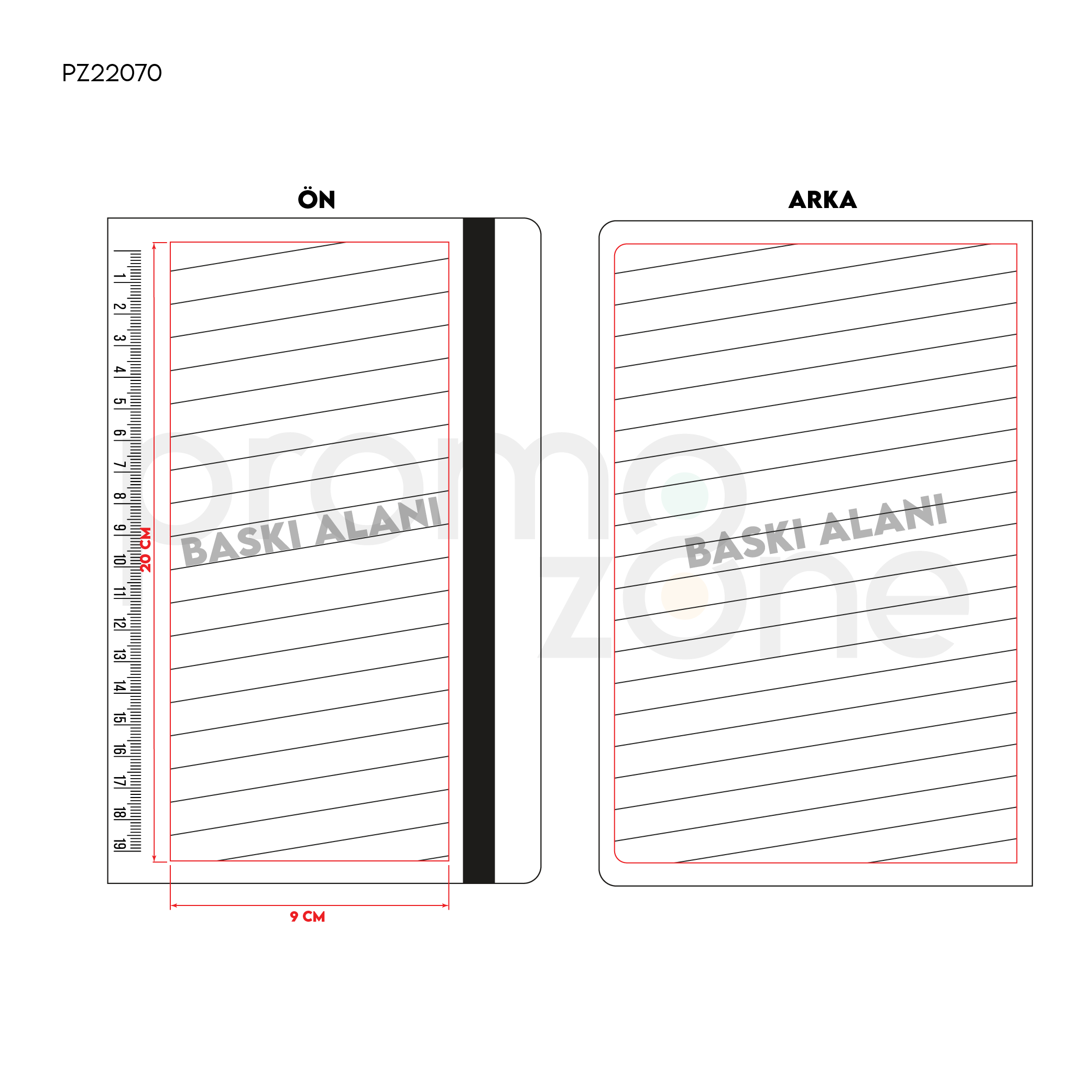 Termoderi Kapak Cetvelli Defter ( 13 x 21 cm )