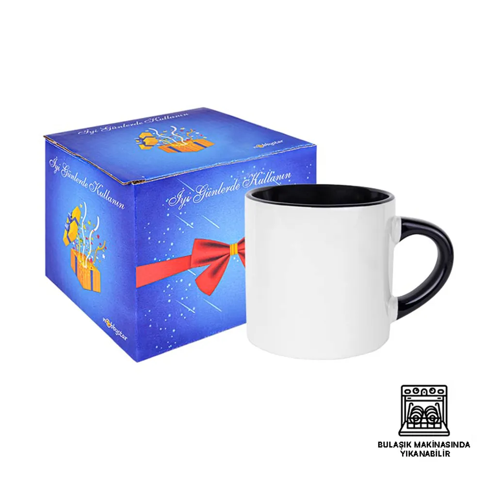 Süblimasyon Porselen Nescafe Kulbu ve İçi Renkli Kupa Bardak Kutulu - Logo Baskılı