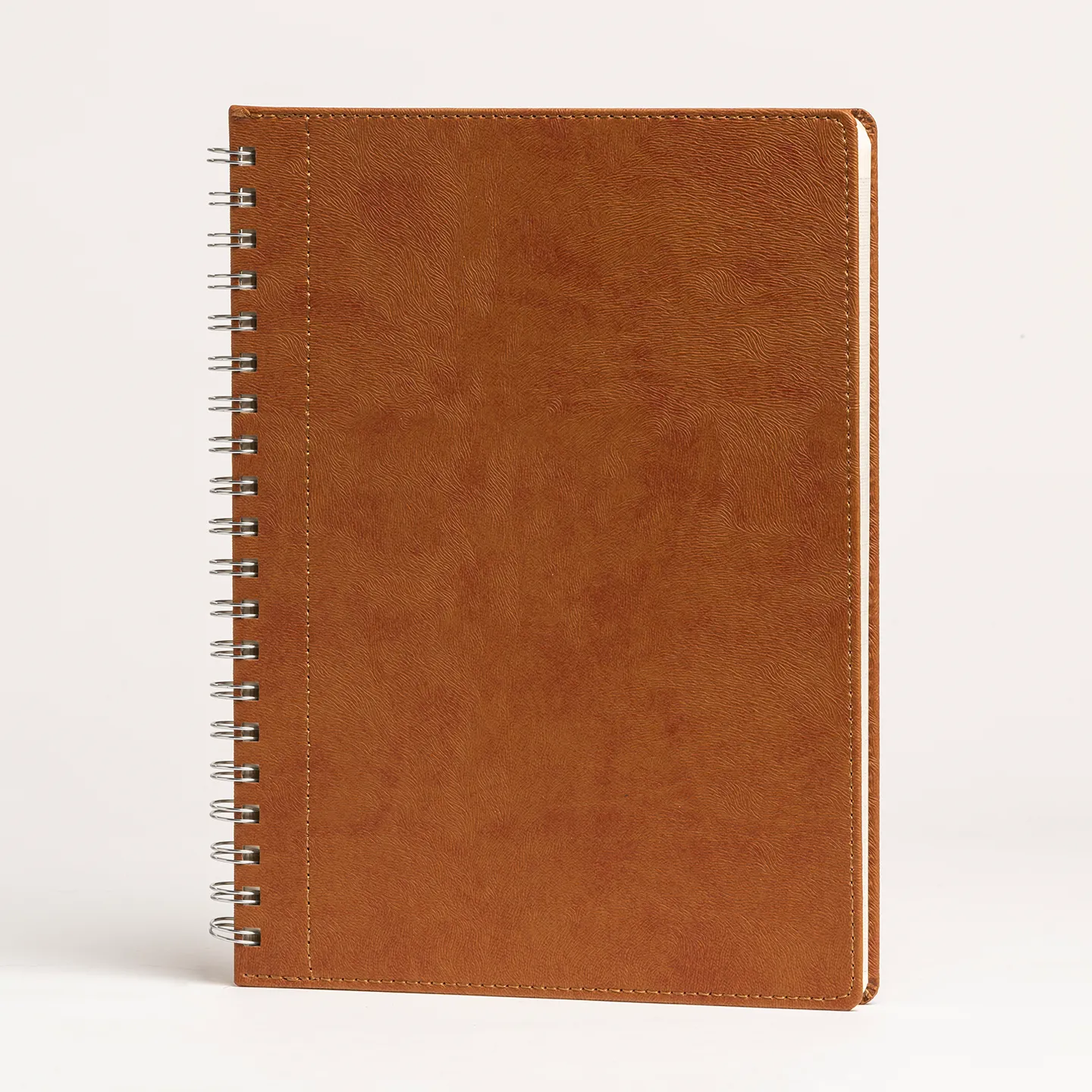 20 x 28 cm Spiralli Termo PU Sert Kapaklı Tarihsiz Defter, 240 Sayfa, 80 gr Ivory Krem Kareli İç Kağıt