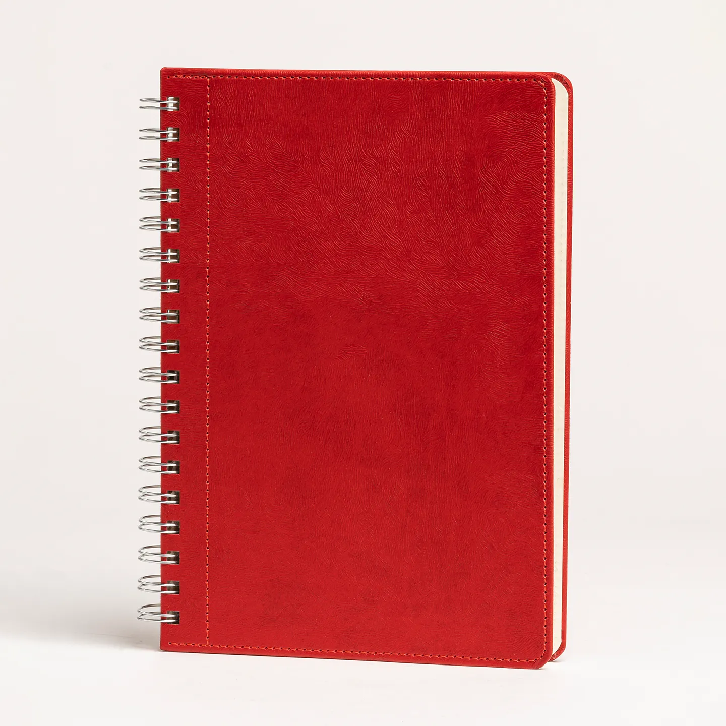 17 x 24 cm Spiralli Termo PU Sert Kapaklı Tarihsiz Defter, 240 Sayfa, 80 gr Ivory Krem Kareli İç Kağıt