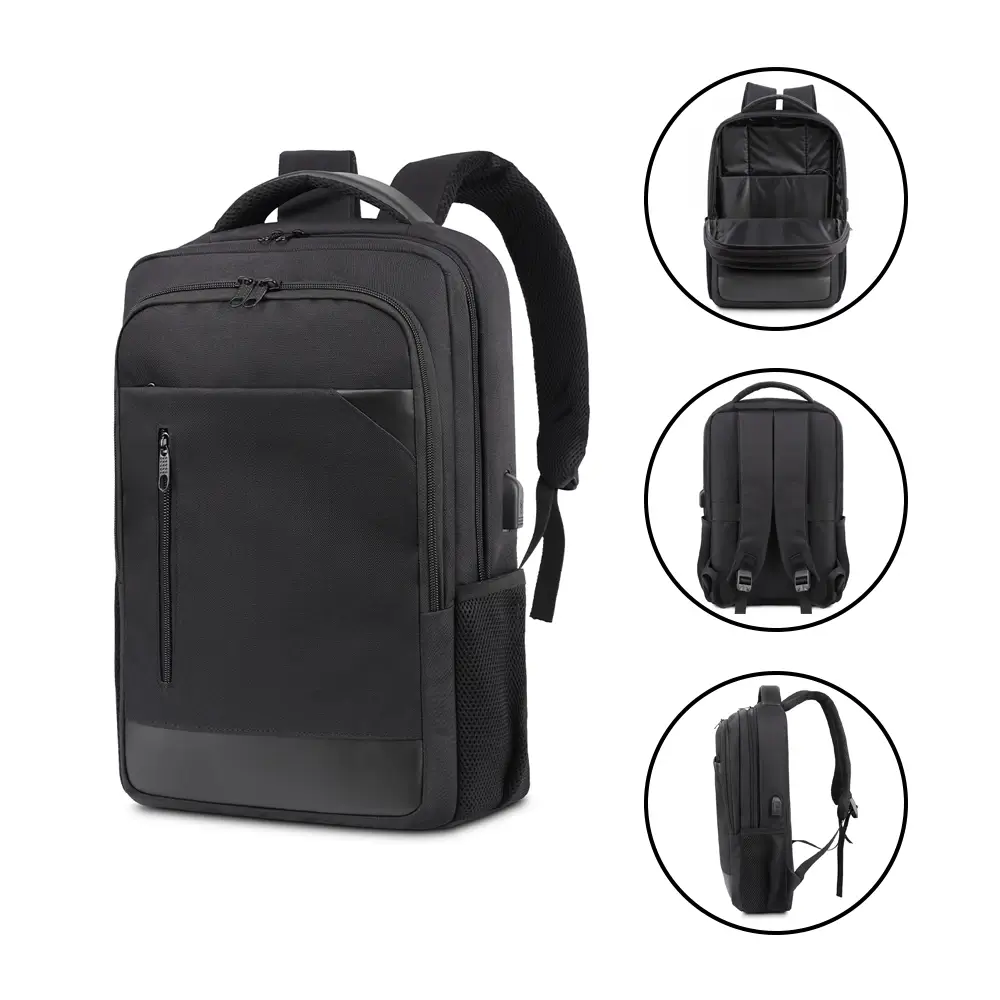 Stoklu Özel Üretim Laptop Bölmeli USB Şarj Girişli Promosyon Sırt Çantası Promozone