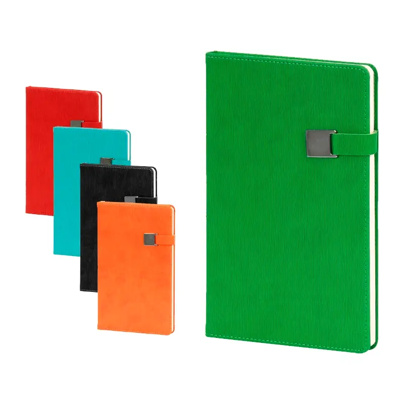 13 x 21 cm Termo PU Sert Kapaklı Tarihsiz Defter, 224 Sayfa, 80 gr Ivory Krem Çizgili İç Kağıt, Metal Tokalı Promozone