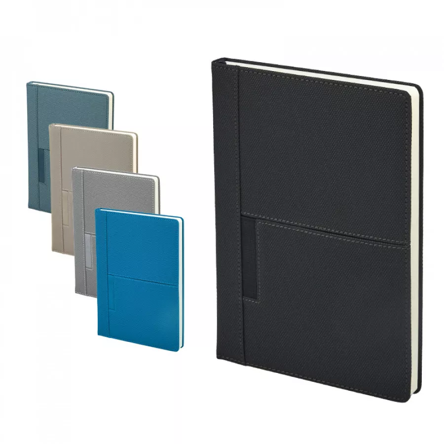 15 x 21 cm Termo Deri Sert Kapaklı Tarihsiz Defter, 224 Sayfa, 80 gr Çizgili İç Kağıt, Telefon - Kart - Kalem Cepli Promozone