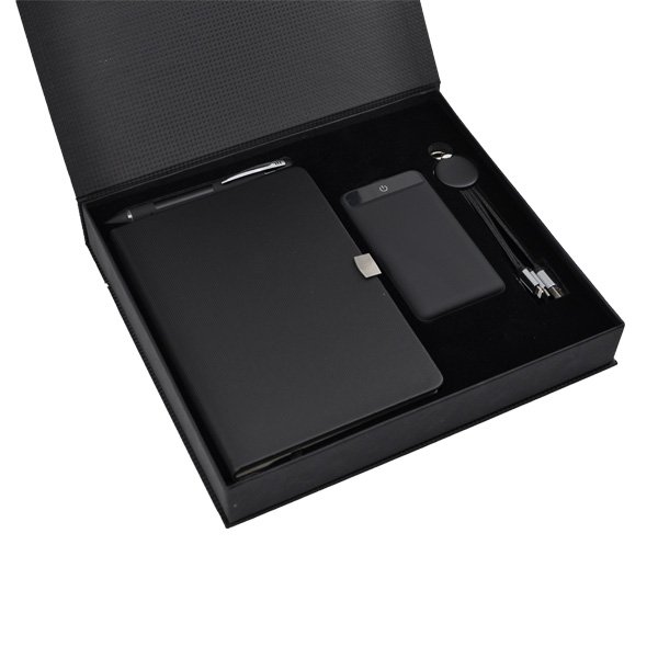 Işıklı Set (10.000 mAh Powerbank - Işıklı Kalem - Işıklı Kablo - 13x21cm Deri Defter)