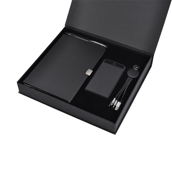 Işıklı Set (10.000 mAh Powerbank - Işıklı Kalem - Işıklı Kablo - 13x21cm Deri Defter)