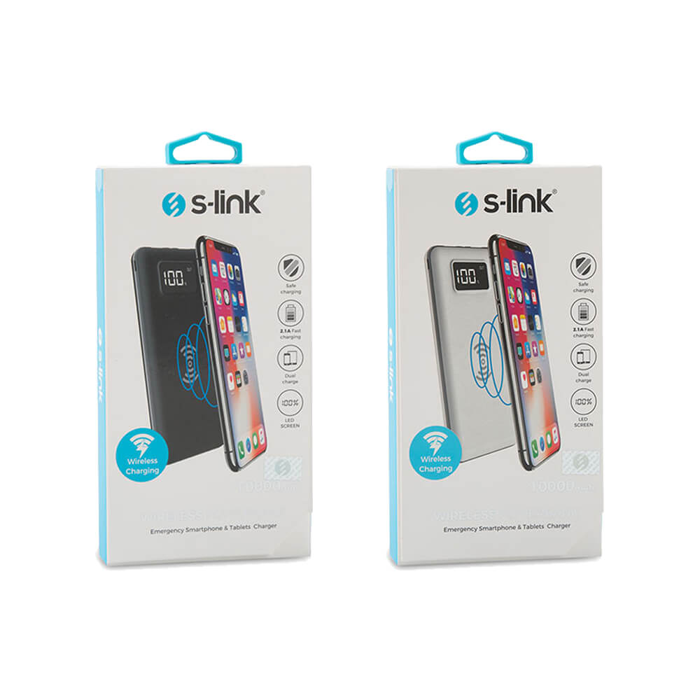 S-link IP-G10W 10000mAh LCD Göstergeli Kablosuz Powerbank Taşınabilir Pil Şarj Cihazı Promozone