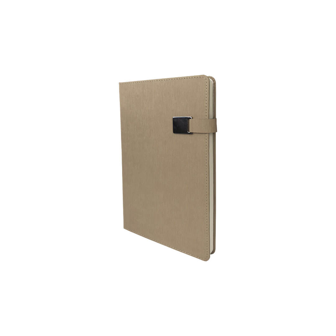 13 x 21 cm Termo PU Sert Kapaklı Tarihsiz Defter, 224 Sayfa, 80 gr Ivory Krem Çizgili İç Kağıt, Metal Tokalı Promozone