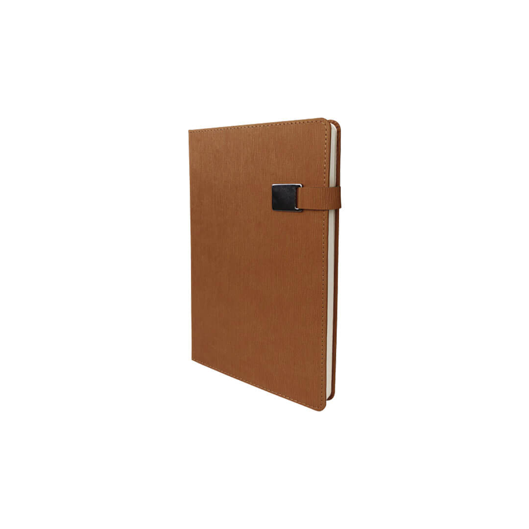 13 x 21 cm Termo PU Sert Kapaklı Tarihsiz Defter, 224 Sayfa, 80 gr Ivory Krem Çizgili İç Kağıt, Metal Tokalı Promozone