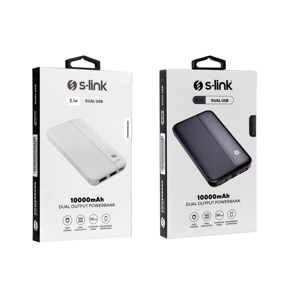 S-link IP-G10N 10000mAh Micro+Type C Girişli Powerbank Beyaz Taşınabilir Pil Şarj Cihazı